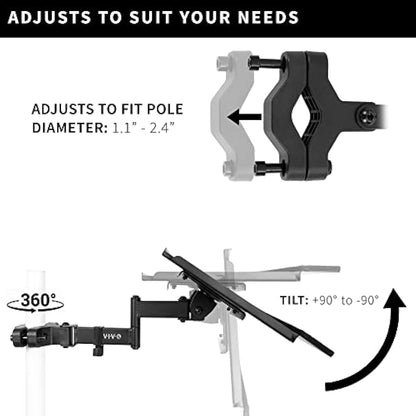 VIVO Steel Universal Full Motion Pole Mount, 26 Inch Keyboard and Mouse Tray, Ergonomic Tilt, 360 Degree Rotation, Neutral Writing Position, Black, Mount-POLEKB