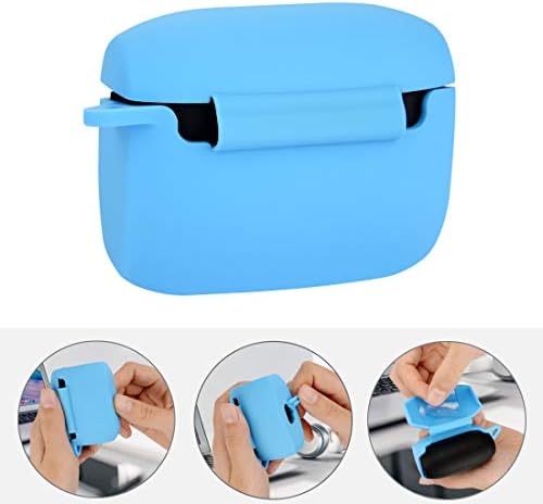 Geekria Silicone Case Cover Compatible with Jabra Elite Active 65t True Wireless Earbuds, Protective Earphones Skin with Keychain Hook (Blue)