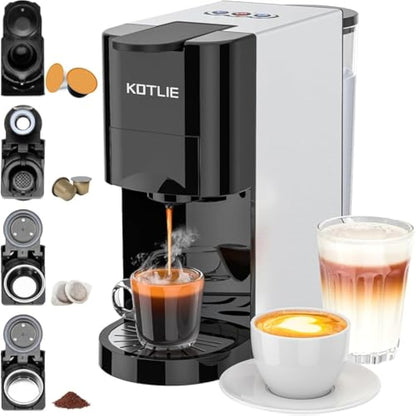Espresso 4in1 Coffee Pods Machine for Nespresso Original/Dolce Gusto/Ground Capsule and ESE Coffee Pods,19 Bar Automatic Coffee Capsule Machine, AC-513K (BLACK)