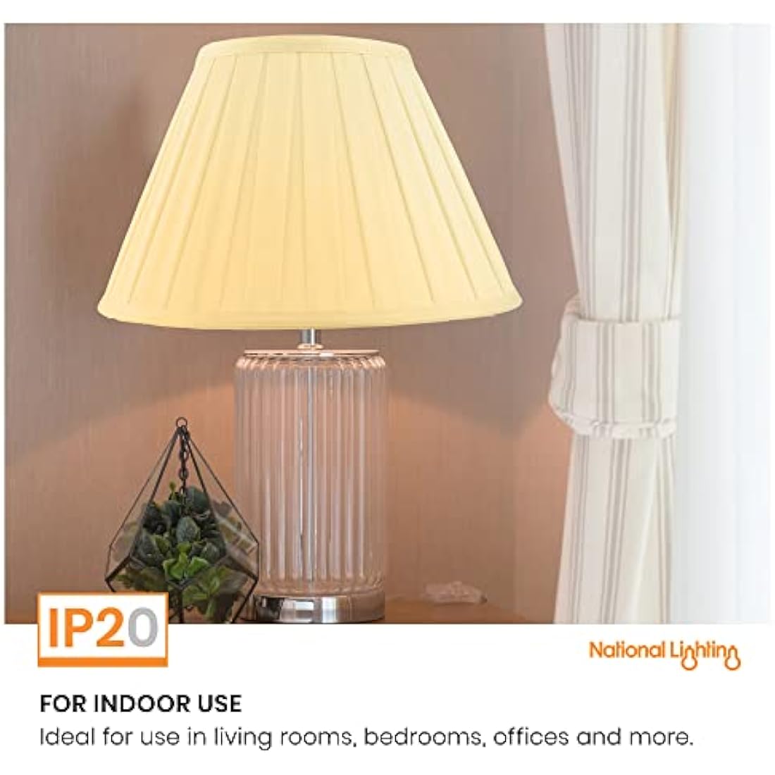 National Lighting Decorative Tapered Table/Floor Lampshade - 22-Inch Empire Drum Lamp Light Shade in Cream Fabric - 40W E14/B22 Candle Incandescent or LED (Not Included)