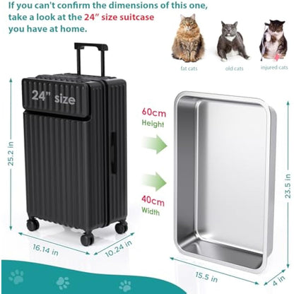 IKITCHEN Stainless Steel Cat Litter Box, Large Metal Litter Pan for Cats Rabbits, Never Absorbs Odors,Stain Free, Rustproof, Non Stick Smooth Surface, Anti-slip Rubber Bottom, 23.5"L x 15.5"W x 4"H