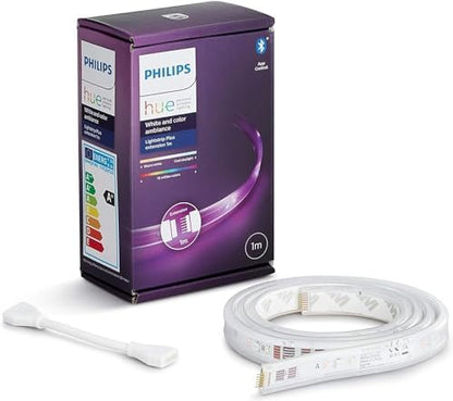 Philips Hue Lightstrip Extension v4 [1 m] White and Colour Ambiance Smart LED Kit with Bluetooth, Compatible with Alexa, Google Assistant and Apple HomeKit ( Packaging may vary )