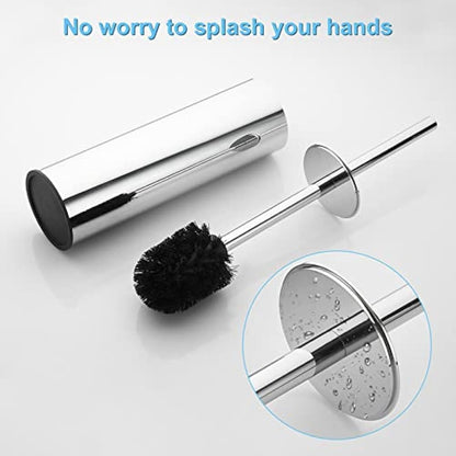 BGL 304 Stainless Steel Toilet Brush Long Bucket Stand Round Toilet Brush with Holder Chrome