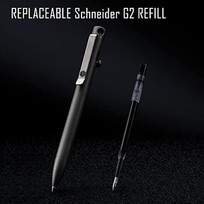 KeyUnity KP01 Ballpoint Pen with Clip, Personalised EDC Pocket Pen Made of Titanium Alloy, Retractable Metal Pen for Daily Use, Sandblasted Finish