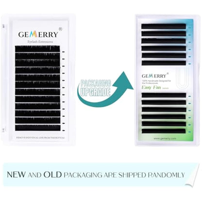 Gemerry Easy Fan Lash Extensions D curl 0.07mm 8-14mm Mixed Tray Noir Russian Volume Automatic Blooming Self Fanning Lashes Long Individual Volume 3D 4D 5D 6D 8D Lash Fan (0.07-d curl-mix 8-14mm)