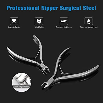 FERYES Cuticle Clipper Professional Manicure and Pedicure Cuticle Remover Tools, Medical Grade Stainless Steel, 5mm Jaw- 1 Piece (Silver)
