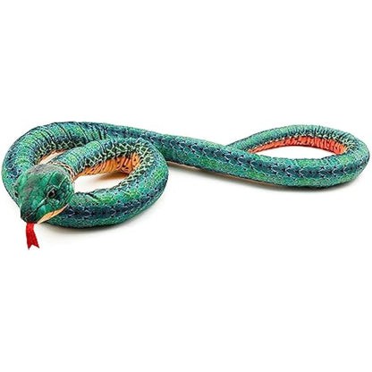 Zappi Co Kids Stuffed Soft Cuddly Plush Snake Toy - Part of Safari Animals Collection: Realistic and Lifelike, Perfect for Kids (180 cm Length)(Green Ring)