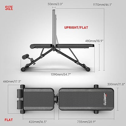 JOROTO MD35 Adjustable Weight Bench - Foldable 700 Pounds Load Strength Training Benches for Full Body Workout Bench Press (With Fast Auto-lock Adjustments)