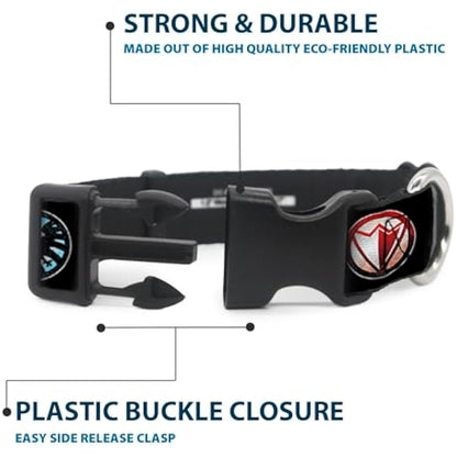 Buckle-Down 9Avenger Icons Black/Multi Color Marvel Avengers Plastic Clip Collar, Wide Large/18-32"