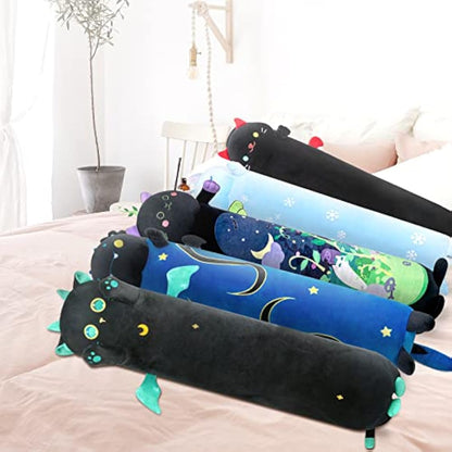 Mewaii 36in Long Cat Plush Pillows Stuffed Animals Squishy Pillows - Plushie Cute Big Green Eyes Sleeping Hugging Plush Pillow Soft Toys for Kids(Black)