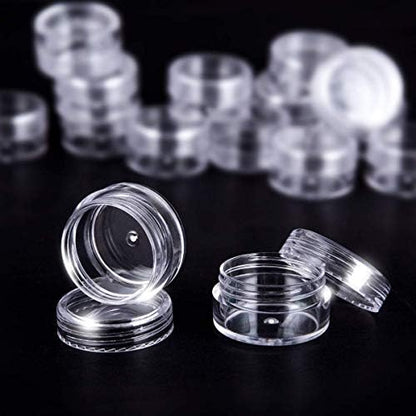 MELLIEX 60 Pieces Empty Sample Pots, 5g / 5ml Clear Plastic Travel Cosmetic Container Jars for Creams, Sample, Make-Up Storage