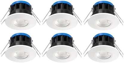 Bright Source All in One Switchable Wattage 8w/10w LED Downlight - 4 Colour Temperatures - 2700K 3000K 4000K 6000K - 3 Bezels IP65 Warm White Cool White Daylight White Spotlight - Pack of 6