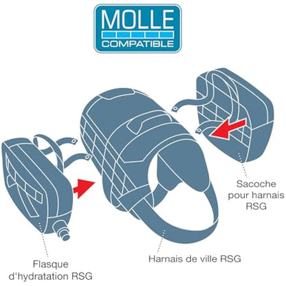 Kurgo RSG Dog Townie Harness, Easy On/Off Dog Hiking Harness, Adjustable, MOLLE Compatible, Extra Large-Coastal Blue