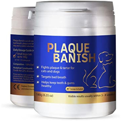 Plaque Banish 100% Natural Plaque Off 180g for Dogs | Tartar Remover | Freshen Breath for Dogs & Cats | Prevent Gum Disease & Promote Dental Health