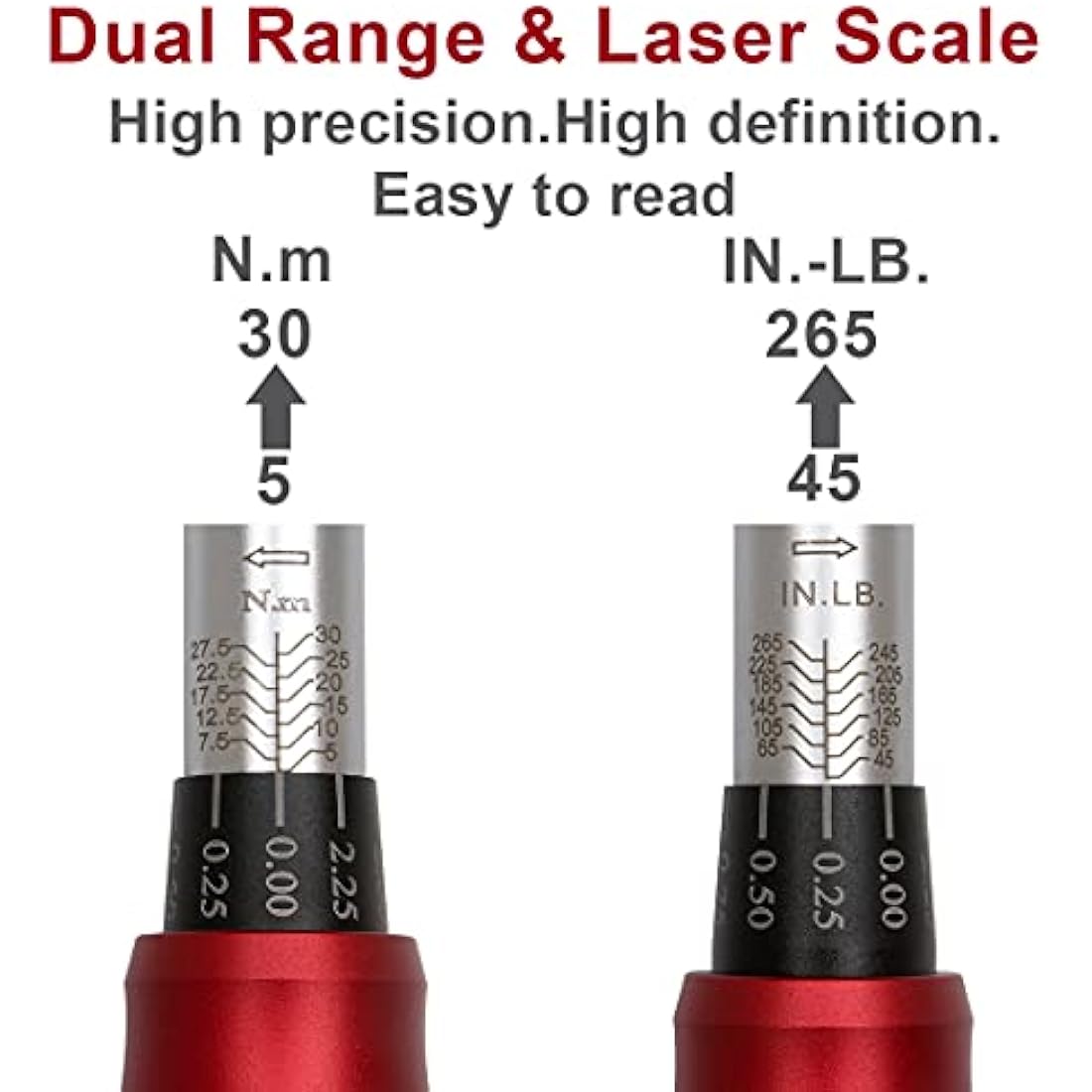 FOURROBBER Torque Wrench 1/4-inch Drive Click Dual-Direction Adjustable 90-Tooth Torque Wrench 5-30Nm,Accuracy ± 3%