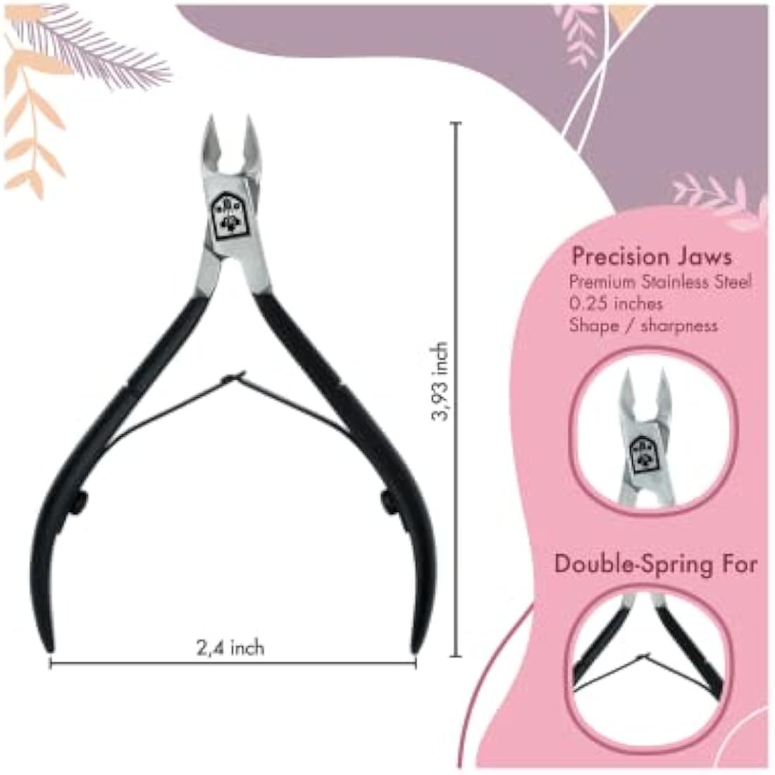 SENBACH Cuticle Trimmer, Cuticle Remover Cuticle Nipper Professional Stainless Steel Cuticle Cutter Clipper Durable Pedicure Manicure Tools for Fingernails and Toenails (Black)