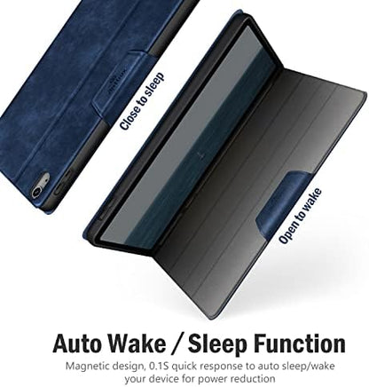 Antbox Case for iPad (A16) 11th Generation 11'' 2025/ iPad 10th Generation 10.9'' 2022 with Built-in Pencil Holder Auto Sleep/Wake Function PU Leather Smart Cover (Blue)