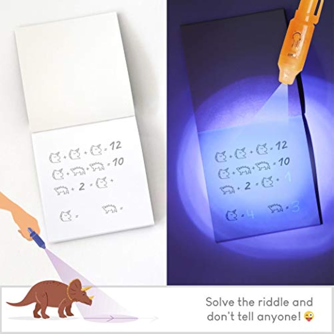 BONNYCO Invisible Ink Pen and Notebook, Pack 8 Dinos Party Bags Filler & Pinata Toys | Dinos Birthday Decorations | Stocking Fillers for Kids Birthday | School Prizes & Gifts for Children