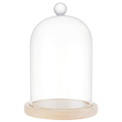 BENECREAT 14x21.5cm Glass Display Dome Inch Cloche Dome with Base Clear Dustproof Dome with Handle Bell Jar Centerpiece Display Case for Specimens