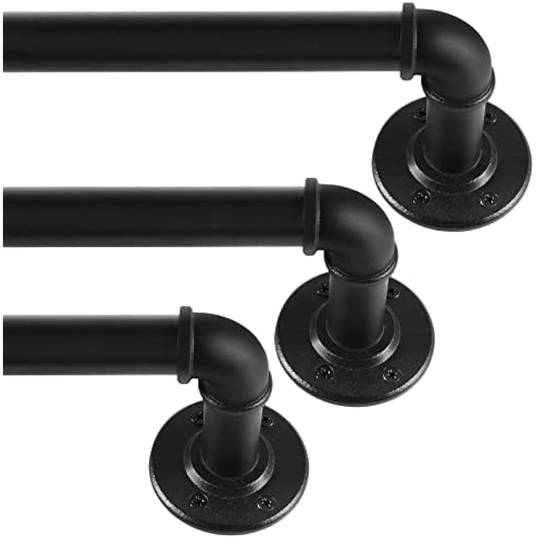 Black Curtain Poles for Eyelet Curtains, Industrial Curtain Pole Metal Extendable, Industrial Curtain Rod for Windows 67cm-122cm, Room Dividers Curtain Rail.