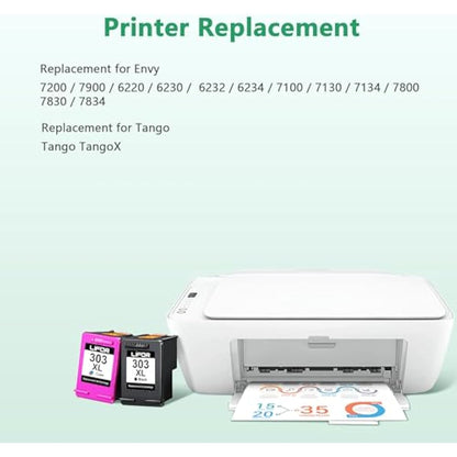LIFOR 303XL 303 XL Ink Cartridges Black and Colour High Yield Replacement for HP 303 Ink Cartridges Combo Pack for HP 6200 6230 7100 7134 7234 6234 6220 7830 7130 (2-Pack)