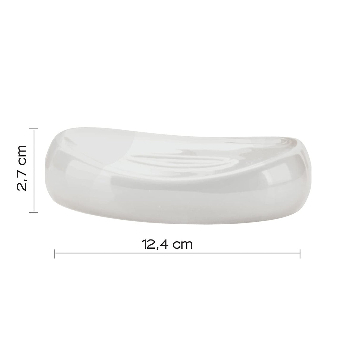 Gedy Adelaide soap, Measures and Weight: 2.7 x 12.4 x 9 cm & 0.2 kg, Solid Ceramic Soap Holder, White Finish, R&D Design, 2 Year Warranty, Unique