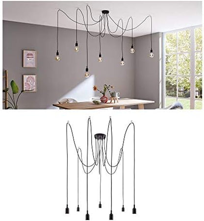 Paulmann 50390 Ketil Neordic Pendant luminaire 7-lamp Sputnik max. 7x20 watts Pendant lamp Black Ceiling lamp Silicone, Metal Pendant luminaire E27