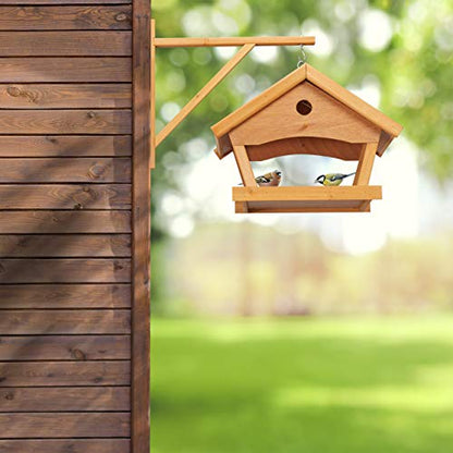 Relaxdays Bird House, Feeding Station, Wall Mounted, H x W x D: approx. 35 x 42.5 x 40.5 cm, Natural/Green