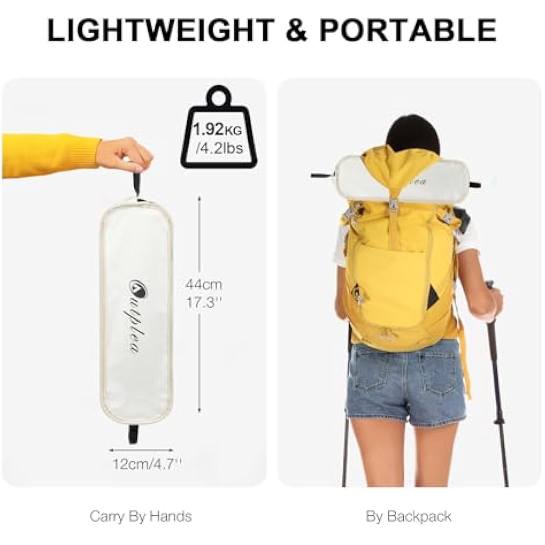 Outplea Folding Camping Chair Lightweight Compact, High Back Travel Chair with Carry Bag, Camp Chairs for Outdoor Beach Trekking, White