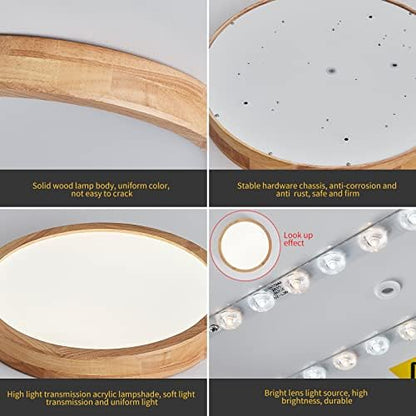Schindora Wooden LED Ceiling Light,20W Cool White 6000K 1600 LM,Round Wood Ceiling Lights Ø30cm for Lounge Living Room Kitchen Dining Room Hallway Home Office Children's Room