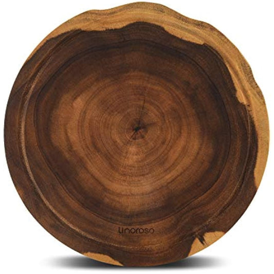 Linoroso Chopping Board Wooden Cutting Boards for Kitchens Round Non-Spliced Acacia Wood with Juice Trough Double-Sided Usable Anti-Slip Cut Resistant Anti-Bacterial - 30cm Diameter