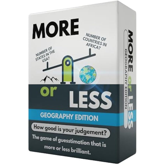 More or Less Geography Edition Card Game | 2 Players + | Travel & Pocket Card Game for Kids, Teens & Adults | Play Anywhere