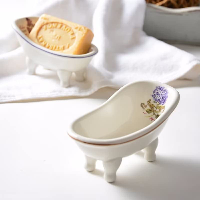Ceramic Mini Bathtub Soap Dish Decortative Clawfoot Bathroom Soap Dish (Style 05)