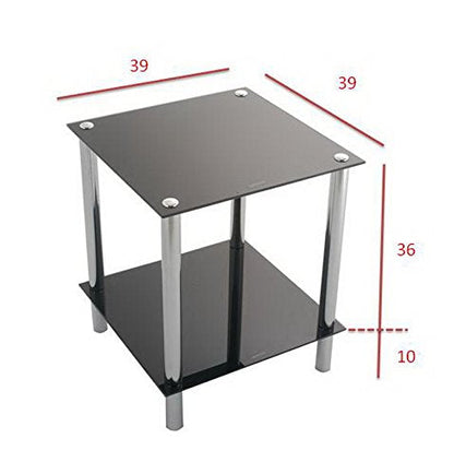 ASPECT 2-Tier black glass shelving rack/side end table-Matrix 2-Tier Display Glass Unit