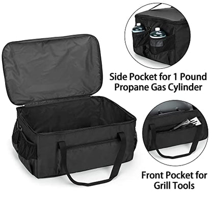 samdew Portable Grill Cover Compatible with Weber Q1000 Q1200 Propane Gas Grill, Grill Carry Bag Compatible with Weber Q1400 Electric Grill, Camp