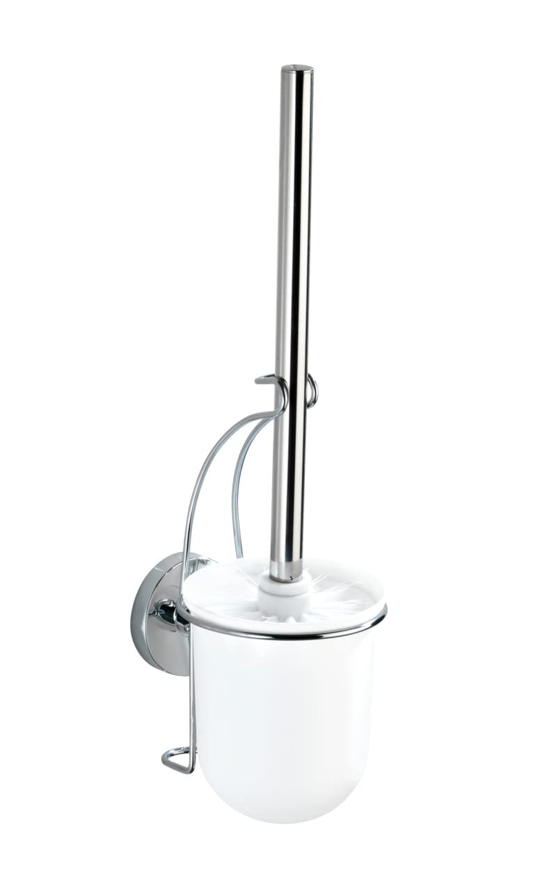 WENKO 20898100 Vacuum-Loc? wall toilet brush set Milazzo - fixing without drilling, Steel, 10 x 36.5 x 12 cm, Chrome