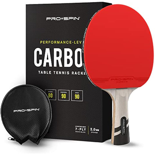 PRO SPIN Table Tennis Bats - Carbon Fibre Table Tennis Racket - Superior Control & Spin - Professional Quality Ping Pong Bat - Includes Premium Rubber Protector