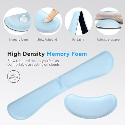 ZIBLY Wrist Rest Keyboard and Mouse Set - Non-Slip Ergonomic Wrist Cushion Support Pad - Easy Typing, Pain Relief – Premium Silky Gel Memory Foam for Work from Home Gaming Computer Laptop
