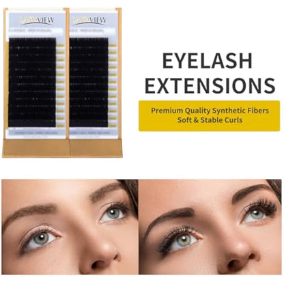 LASHVIEW Eyelash Extension Kit, with Mannequin Head Practice Exercise Set, Training Lash Extension Supplies for Beginners Include Individual Lashes Glue Tweezers and Training Lashes