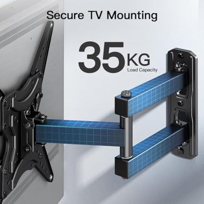 PERLESMITH TV Wall Bracket Swivel Tilt Extend, Universal Wall Mount for 26-60 Inch Flat/Curved TVs, Adjustable TV Brackets Hold up to 35 KG Max.VESA 400x400 mm
