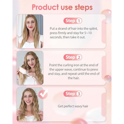 Wave Curling Iron Anti-Scald Hair Waver, 2 Barrel Ionic Wavy Hair Crimper for Women, 1.1in/28MM Rapid Heating Curling Wand, Curling Iron Culer with Wide Deep Waves