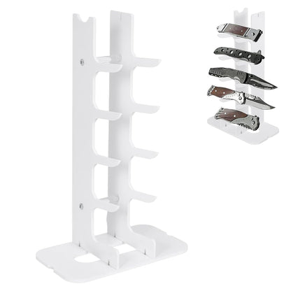 UNICRAFTALE 5-Tier Acrylic Knife Display Stand White Pocket Knife Holder Folding Knifes Display Case Fixed Blade Knifes Collection Displays Stand