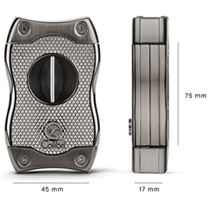 Colibri SV-Cut Cigar Cutter| Black/Chrome/Gunmetal/Rose Gold |Spring Loaded Release | Deep 7mm V Cut and up-to 3mm Straight Cut | Up-to 68 Ring Gauge Cigars | Ergonomic Design (Gunmetal)