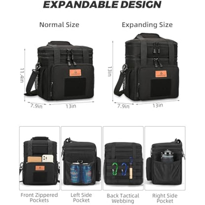 HSHRISH Large Insulated Lunch Bag for Man, Double Layer Insulated Large Cooler Bag for Men Adults Waterproof Leakproof Durable Lunch Bag for Work Outdoor Picnic Camping Day Trips 22L, Black
