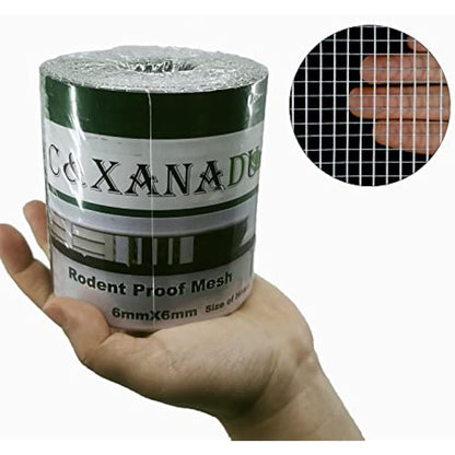 C&Xanadu 100mm X 6m Wire Mesh Roll,Rodent Proofing Metal Mesh Galvanised,Welded Steel Mesh Panels Stop & Prevent Rat & Mouse Access