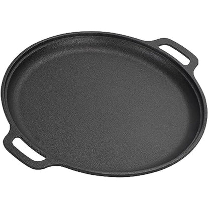 Cast Iron Skillet Pan, Pre-Seasoned Round Griddle Pan for Pancakes, BBQ, Pizza Pan with Handles (31 cm)