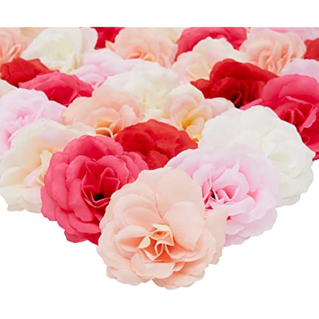 Juvale 60 Pack Silk Artificial Flower Heads for Bridal Shower Decorations, Fake Carnations for Wedding, Arts and Crafts (7 cm, 6 Colours)
