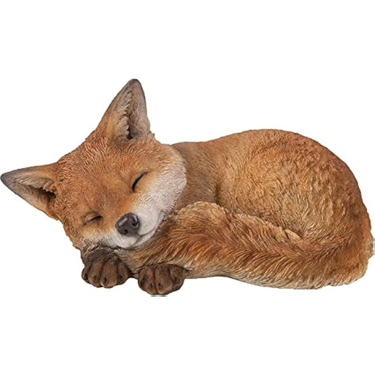 Vivid Arts Realistic Sleeping Fox Cub | Resin Home or Garden Decoration | XRL-FCB3-D
