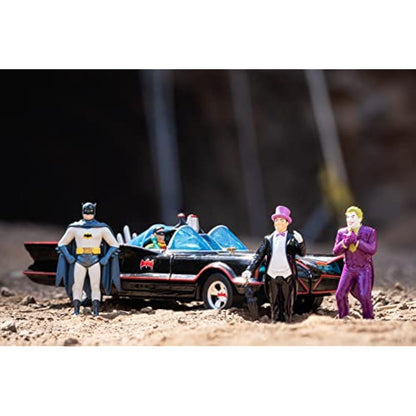 DC Comics 1:24 Classic TV Series Batman Batmobile Die-Cast Car & 2.75" Batman, Robin, Penguin, & The Joker Figures