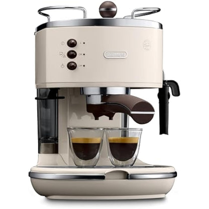 De'Longhi Vintage Icona Traditional Barista Pump Espresso Machine, Coffee and Cappuccino Maker, ECOV311BG, 1.4 liters, Cream